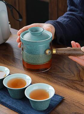 便携旅茶具23537档高黑陶侧把壶陶瓷功夫行茶具茶式杯套装礼品