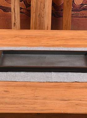 乌金整F9669JH7头假山盆景盆栽盆长方形花石盆吸石水石浅盆室块内