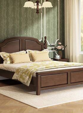 悦沐家木居简美风村美式乡实床复古1.8米双人1VGK.5m床现代简约家