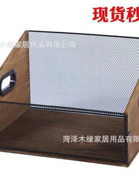 现货制唱片收纳筐文件箱桌面整文件整理实筐木CRCA8241D唱木片理