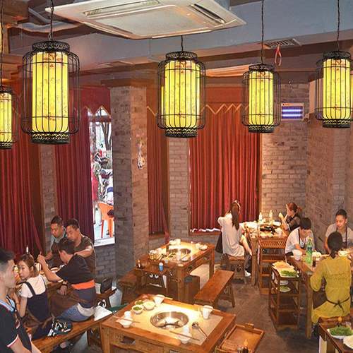楼新创中式铁鸟笼8001吊灯意咖啡茶艺火锅店吊灯酒店餐厅羊皮灯笼