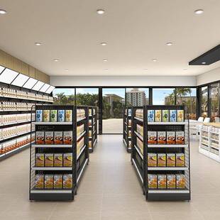 全铁超市架双展示架面面置物货架文具商单店百货便利52店货架