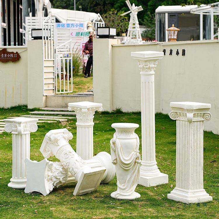 欧式罗马柱花婚摆件庆婚礼道具柱子底座盆台F99J8THT复古花园庭院
