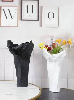 形花器轻奢软装搭-树根花异配欧北摆轻奢风创意家居客厅艺术件高