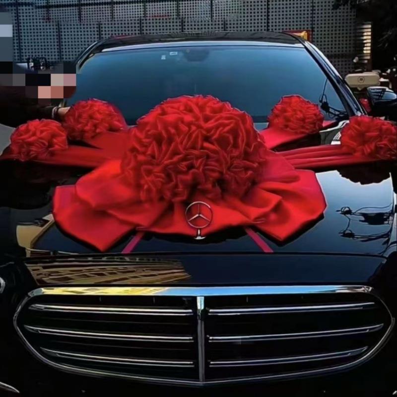 复中式结婚主大婚车布喜置古红绣球庆婚庆红花球红F995876H绣球红