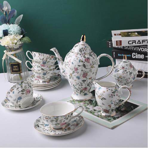 英欧骨瓷咖啡具壶套装描JC-051金下午茶茶具式咖式啡杯茶礼品厂家