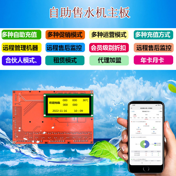 无人自助售水机控制板老款改造售水机主板后台管理系统售水机系统
