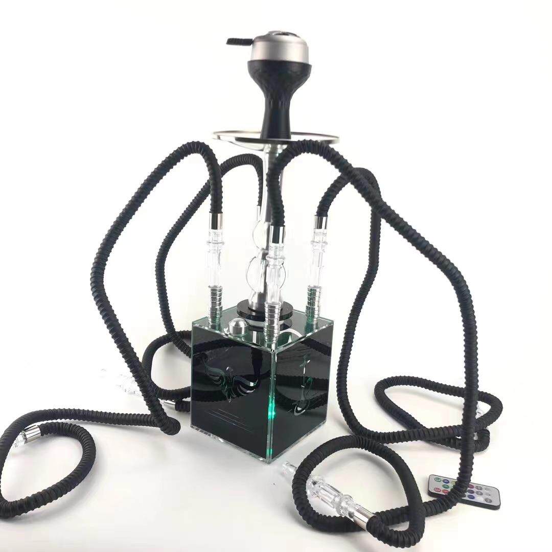 正方水烟壶亚克力水烟壶套装带LED灯正方体水烟成品配件