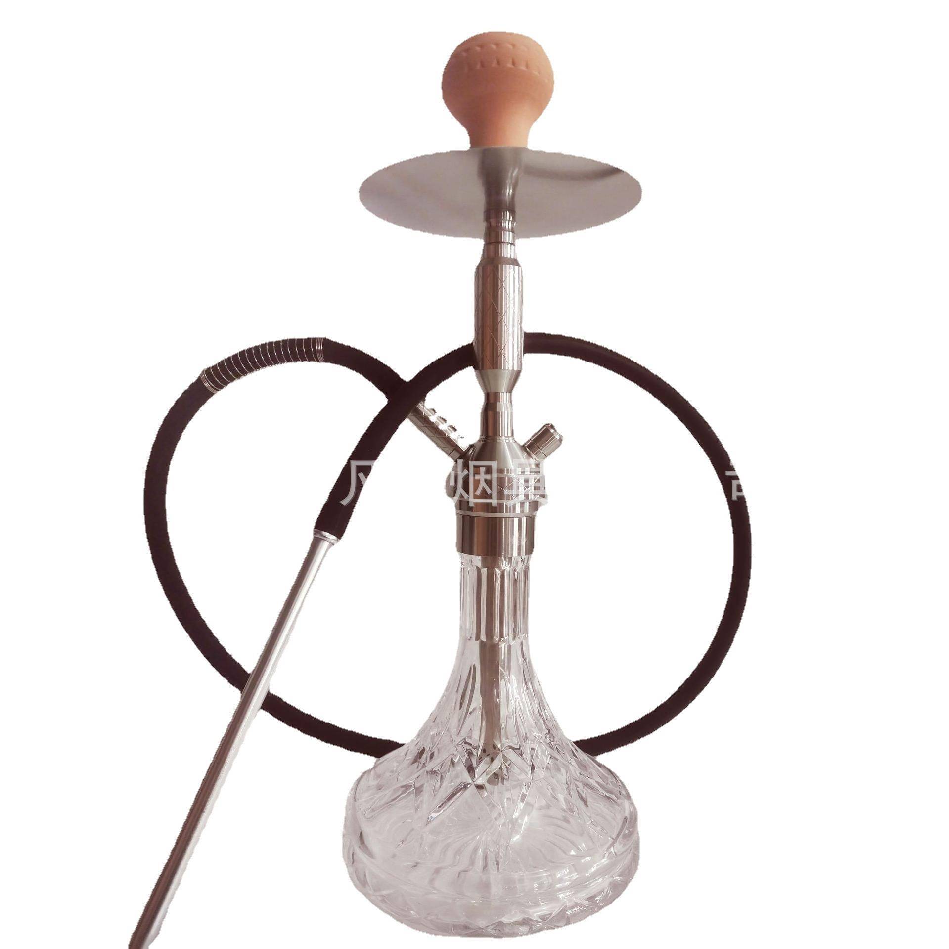 2023新款高端不锈钢水烟壶刻花玻璃瓶工厂现货shishaHookah