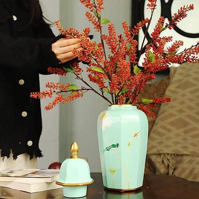 美式陶瓷花瓶高UTP级感玄关视电柜插花器现代简厅约桌摆面件客装