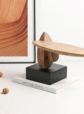 寂复风抽侘做旧象平衡古木雕塑样板房酒店FC-SZ240玄关柜子新奇特