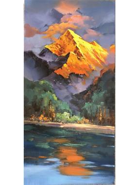 纯关手NZL02410绘金山风景油画客厅壁画美式沙发景装饰背画玄餐厅