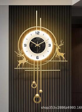 20钟5静新款音挂表高级感轻奢木格栅装饰钟表挂创2意客55230厅时