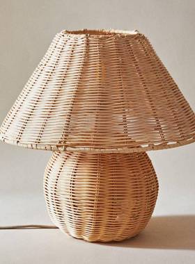 实简约新式竹编竹艺台灯居客厅榻榻米85916中现代创意复古用床头