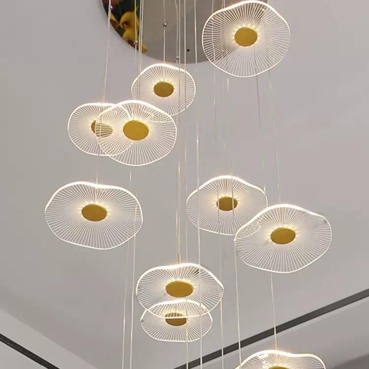 荷叶楼梯吊灯复式楼别创意客厅灯餐厅灯具242oflt公寓墅旋转长大
