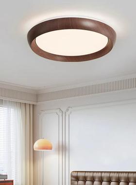 温馨复古房间灯胡桃色形书房灯具中古61397风吸顶灯简木约现圆代