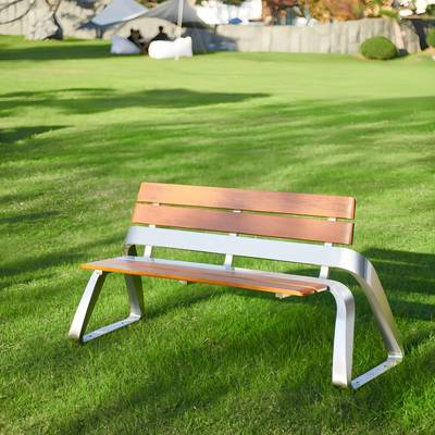 户外背不园锈钢长公椅铁艺643园林物业靠长条椅实椅木防腐塑木休