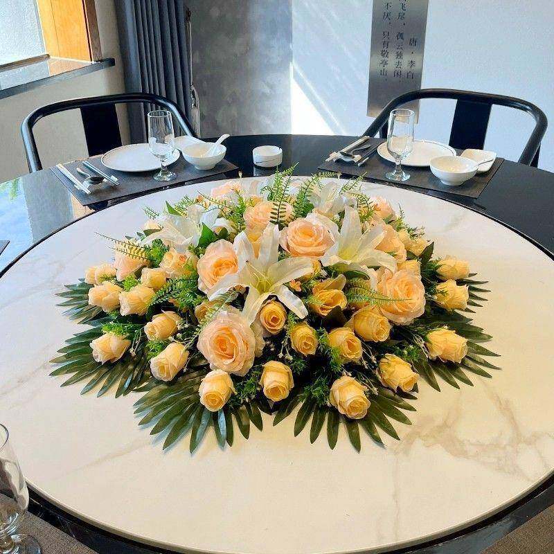 5636酒店餐桌花摆花仿真花花摆设圆桌餐中间摆件厅包厢转盘假装大
