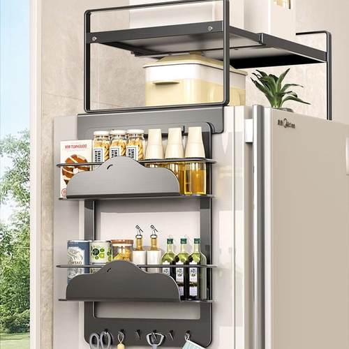 冰上置物家架侧收纳WMU磁顶箱部挂架厨房吸多层保鲜膜调料瓶用收