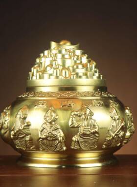 铜记聚办公室摆杨盆件铜聚宝盆五NJT路聚宝五路财神宝盆开盖