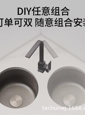 洗菜盆单槽一台体厨房不锈钢MBF枪灰形槽圆面一体户外水洗手池水