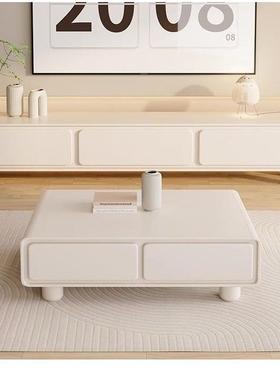 油全实木奶风白电视柜简约现代简风茶YFE合几组客厅家用小户型极