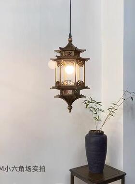 宋代学灯新中美式仿古六风房子灯古建筑63821角凉吊亭灯茶室禅意