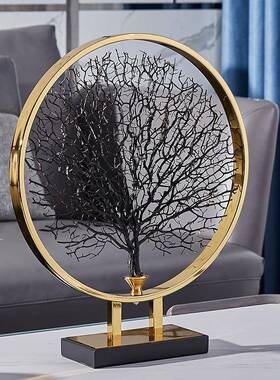 铁式艺新中几何办公场装饰品海树摆件所创意2154家居欧式金属摆设