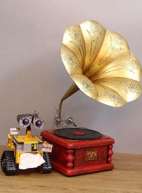 老式大喇叭留机胶模声型10066042创意摆件黑唱片机家居软装摄影饰