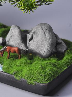 禅意中样式茶盆桌景微景观仿M00121真绿植物盆栽家居房客厅售楼处