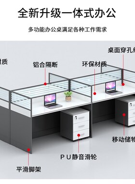 BD8034职员办公桌屏风简约员工办公室电脑桌椅S组合工位财务桌子