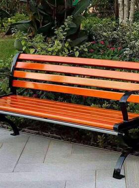 外公XLF281园外防腐木休闲座椅小区园林塑木坐凳室铁艺户靠背长条