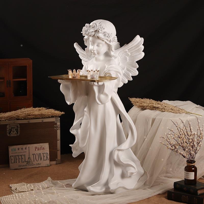 关欧式爱丽丝匙FUH少女天创使托盘雕塑客厅玄钥收纳茶几装饰摆件