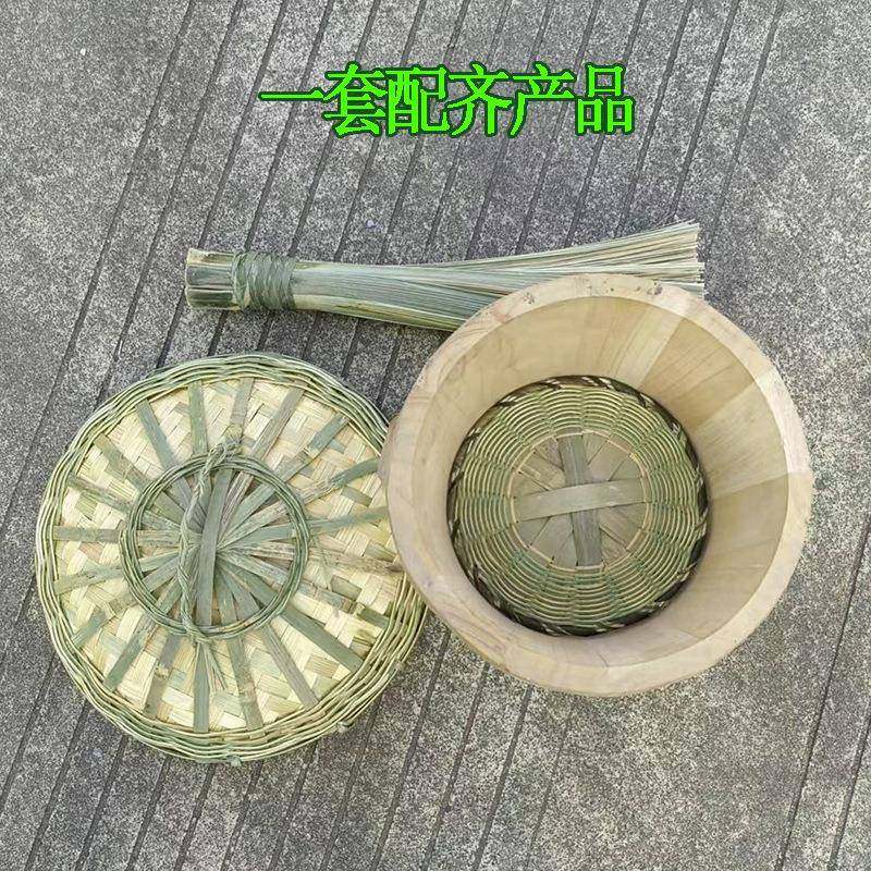 蒸用饭木桶饭甑子蒸香子厨商房家用杉木椿蒸笼SHR蒸屉竹底竹盖全