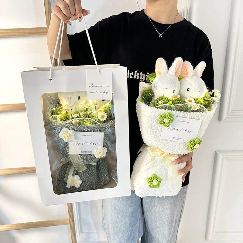 网款兔子吃玩偶毛绒花M3kH6aXd束爱的花红束送给可可爱她可爱直的,家居饰品,餐桌花艺,淘宝优惠券,粉丝福利购,淘宝优惠卷