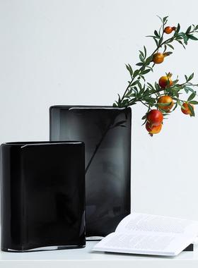 碧设轩北BX1-23H8则欧简约大气不规大扁桶养软花玻璃花瓶计新品装