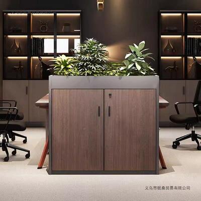 公室隔断花ADO办槽矮柜靠墙柜物柜置物柜办公区收纳储边柜花草绿
