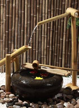 日庭式院钵流水景观摆石槽水养件花石钵户外园林ZG-62563竹子滴水