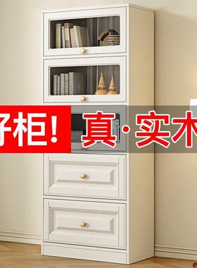 实木书柜玻璃门防尘储物柜子组ZDJ家用厅一体到顶整墙合轻奢书客