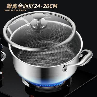 涂加厚不锈钢汤层锅无煲家用蒸煮TGC炖锅带盖双耳汤锅灶具通用