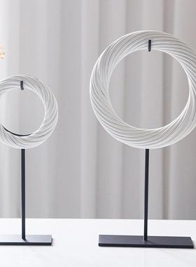 新中客式现架代创意绞丝圆环件样板摆间书房厅博古玄关艺UAF术装