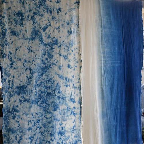 大理手工扎144染布民宿桌客栈布植物染面料蓝服装背景装饰料布料