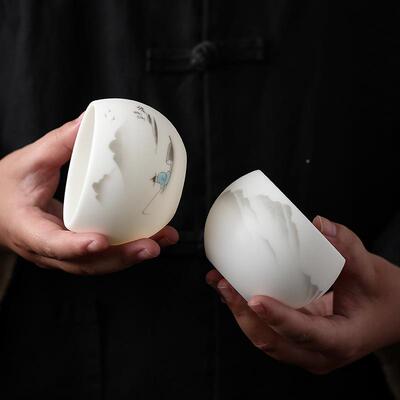 陶瓷品茗家用喝茶小茶杯功夫茶具主杯泡人茶个单杯德VGQ化人白瓷