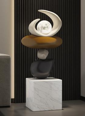 左顾意创重叠石头雕塑售楼处楼摆落件酒店大DS-2023-堂地艺术梯口