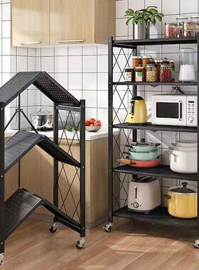 地洞洞板折叠厨架W38房置物架落多层展示阳台储物可移动推车收小