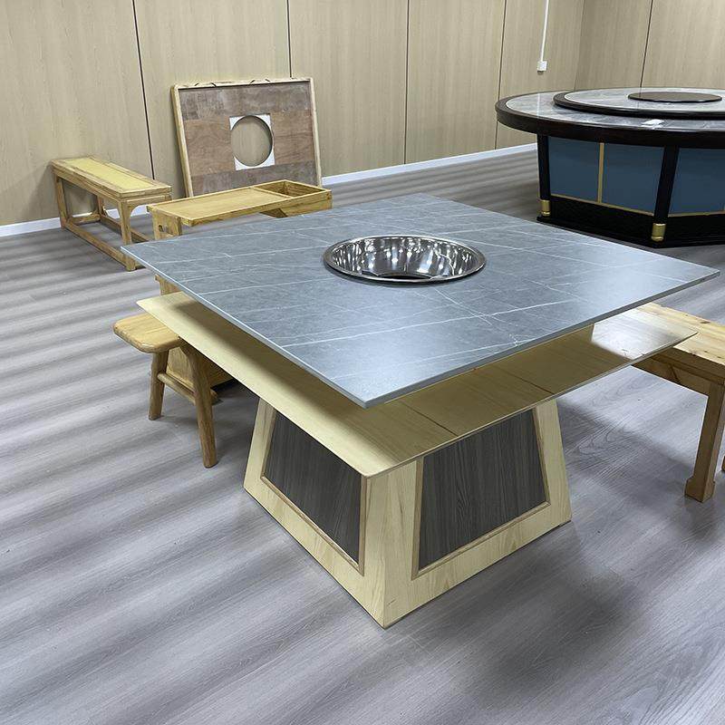 实木锅火烧桌电磁炉一体烤肉桌商用餐饮岩板大全理872石带转盘实,商业/办公家具,火锅桌,淘宝优惠券,粉丝福利购,淘宝优惠卷