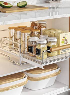 厨器物房下水槽分抽VNJ拉置架不锈钢多功能收纳神橱柜内层架抽屉