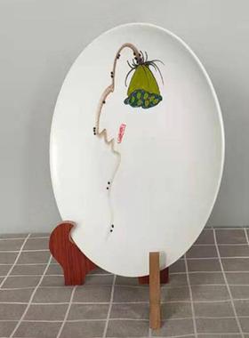 OZD现代新中式意创样板盘间陶瓷挂盘坐客柜厅电视柜玄关书摆盘装