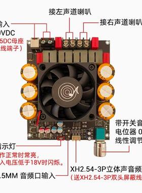 ZK-6+02CSG纯后级功放2.0板立体声带高0低音调600W600WTPA3255