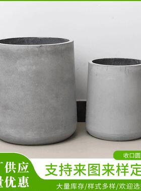 收口圆底大规格镁泥欧花厅盆北室简约ody010客阳台办公桌面摆件室